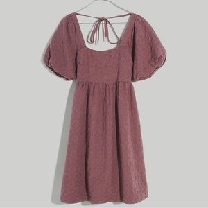 Madewell Floral Guilted Cotton Square Neck Puff Dress